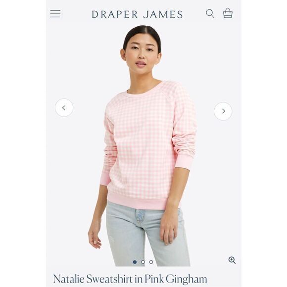 Draper James Pink Gingham Crewneck - Picture 1 of 5